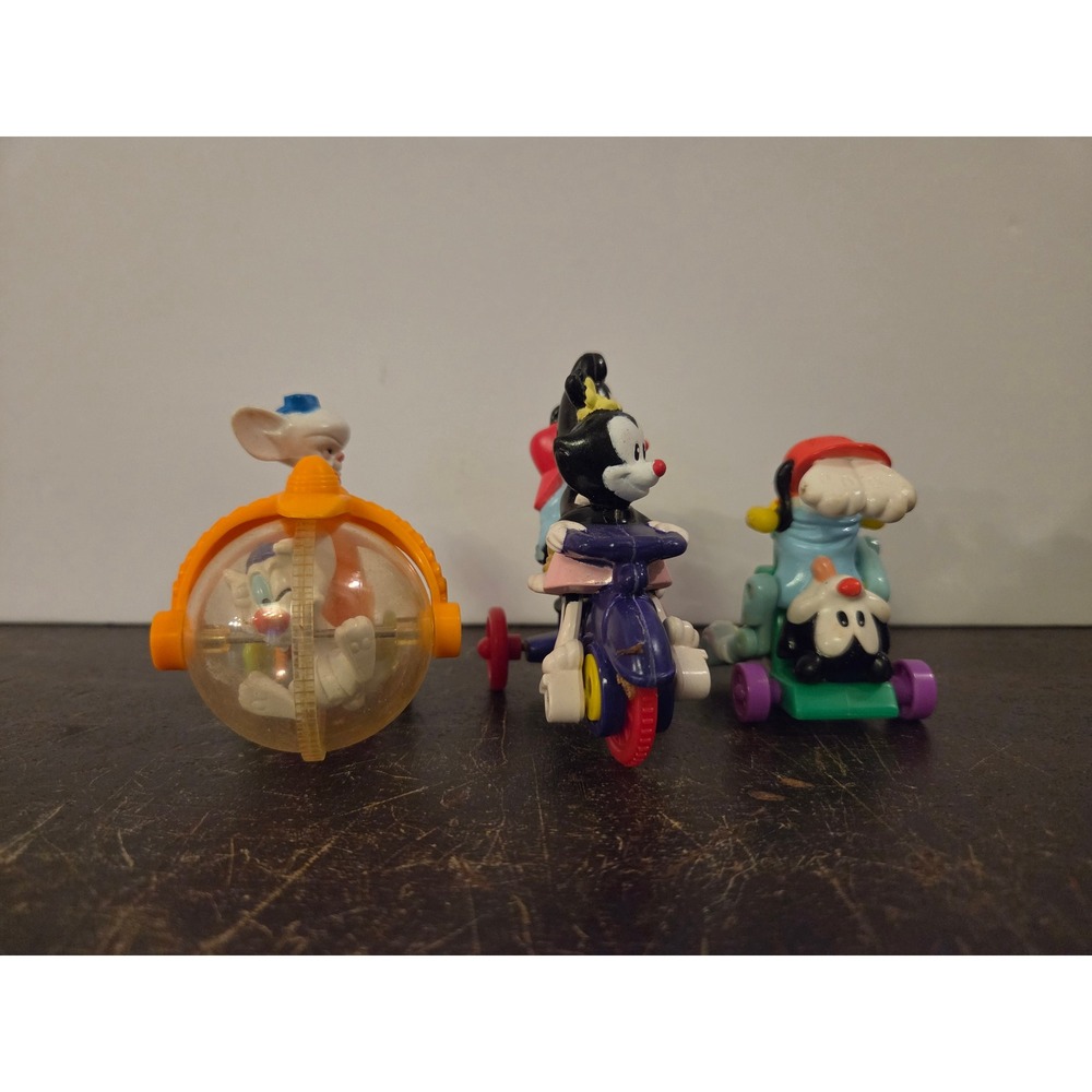 Vintage 1990s Animaniacs Pinky and the Brain Happy Meal Toy Lot Warner Bros 3pc - Picture 2 of 3